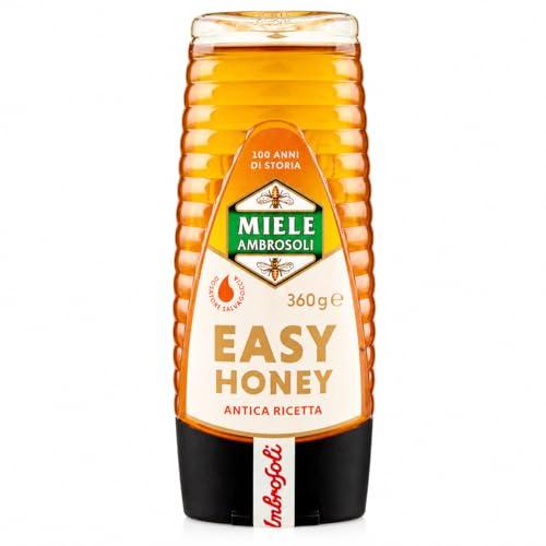 Ambrosoli Easy Honey 360 g – Miele con Dosatore Salvagoccia, Flacone Squeeze Pratico, Ideale per Colazione, Yogurt, Bevande Calde e Ricette