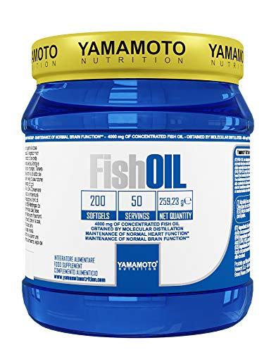 YAMAMOTO NUTRITION Fish Oil Molecular Distillation 200 Softgels, Integratore Alimentare con Omega 3 EPA e DHA da Olio di Pesce, Senza Glutine e Senza Lattosio