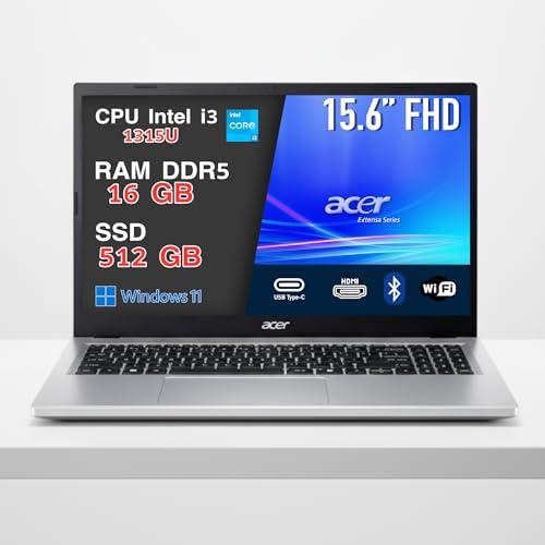 acer Pc Portatile Extensa i3-1315U, 16GB RAM DDR5, 512GB SSD NVMe, Notebook, Computer Portatile Display 15,6