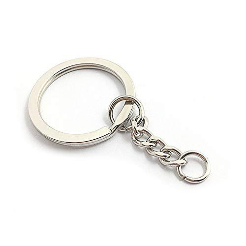 LAKIND 100PCS Portachiavi Key chain portachiavi Lotto 25 mm cerchio piatto Diametro interno argento tono Portachiavi chiave spaccati anelli per fai da te lucidatura dei metalli (100pcs)
