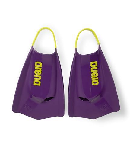 Arena Powerfin Pro II - Pinne unisex per adulti, in silicone, a lama corta, piede destro/sinistro personalizzabile, prugna/giallo (Arctic Lime), misure: 38-39
