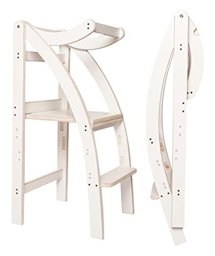 Learning Tower - Torre Montessori Regolabile su 3 Altezze e Richiudibile - Torre Montessoriana Richiudibile (Bianco, Standard)