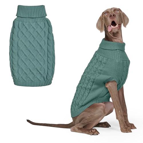 Spark Paws Maglione lavorato a maglia per cani di taglia piccola, media e grande, maglione invernale lavorato a maglia a maglia per il freddo, maglia a treccia verde pino, 3XL)