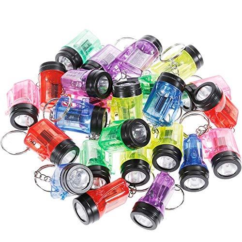 GOLDGE 24 Pezzi Mini Torcia LED Portachiavi, Torcia Portatile a Batteria Multiuso Regalo di Festa Compleanno per Bambini Gadget a 6 Colori