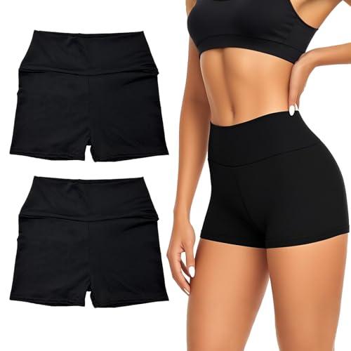 SAIIURV 2 Pezzi Pantaloncini Pallavolo Donna, Pantaloncini Sportivi Donna, (IT, Testo, Taglia Unica, Regular, Regular, Nero)