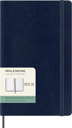 Moleskine Weekly Planner 2025-2026, Agenda Settimanale 18 Mesi Con Spazio per Note, Copertina Morbida e Chiusura Elastica, Formato Large 13 x 21 cm, Colore Blu Zaffiro