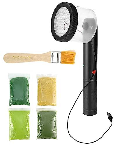 QWORK® Applicatore Mini Grass Flocking - con 4 colori di erba da modellare e spazzola per la pulizia - per paesaggi modello fai-da-te