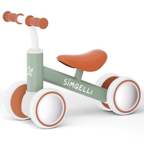 SIMQELLI Bicicletta Senza Pedali per Bambini 1 Anno (12-24 Mesi), Bicicletta di Equilibrio a 4 Ruote, Regalo di Compleanno per Bambini e Bambine (Verde)