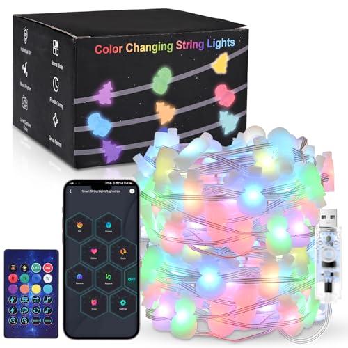 10M Luci Natale, 66 LEDs pupazzo di neve Luci a USB, Catena Decorativa a LED con Telecomando a Infrarossi e APP, Sincronizzano Musica,IP65 per Albero di Natale, Tende, Camera da Letto, Giardino