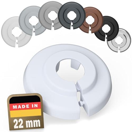 FUX Copri Tubi Termosifoni - 10 Rosette per Termosifone 22mm, Bianco (RAL 9016) - Copertura per Tubi Riscaldamento, Rosette Termosifoni, Accessori Termosifoni