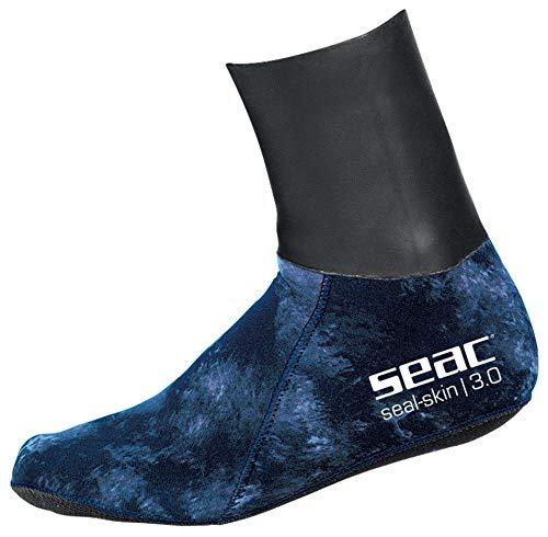 SEAC Skin Calzini Termici per Apnea e Pesca Subacquea in Neoprene Mimetico di 3 mm Unisex Adulto Camo Blu L