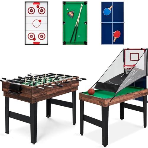 FCOUMY 5 IN 1 Tavolo da gioco multifunzione, tavolo da gioco sportivo combinato per bambini Tavolo da biliardo,biliardino,ping pong,air hockey e pallacanestro con tutti gli accessori Grande regalo per