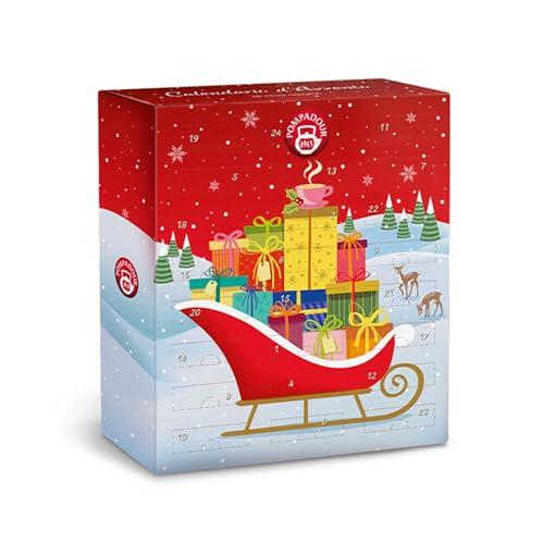 Pompadour Calendario d'Avvento, Infusi e Tisane Assortite, 25 Bustine, Ideali per le Fredde Sere di Inverno, Senza Lattosio, Senza Glutine e Allergeni, Vegan