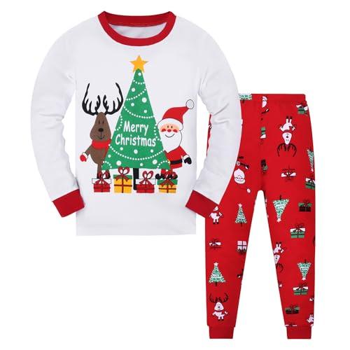 Codkkre Pigiama Natale Bambino e Bambina Pigiami Natalizio Ragazzo Due Pezzi in Cotone Unisex Bambini e Ragazzi 2-12 Anni, Stile 1, 12 Anni