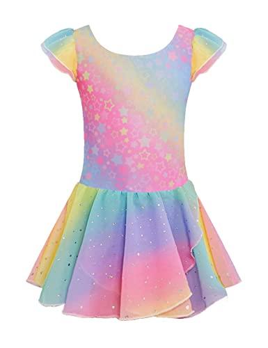 Trudge Vestito da Balletto per Ragazze in Cotone a Maniche Corte con Gonna Tutu per Bambini Vestito da Ballo Corpo