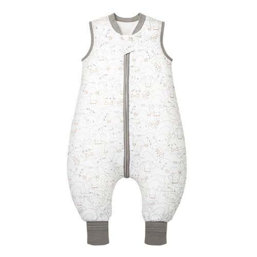 MIKAFEN Bambini Sacco nanna invernale con gambe 2,5 Tog, 100% cotone, Sacco nanna con piedini (90-100 cm/18-36 mesi, Gattino)