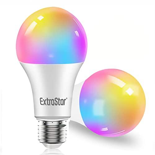 EXTRASTAR Lampadine Alexa Led E27 WiFi Lampadina Smart,Emuni Lampadine Intelligenti 10W 800Lm Luci Calde/Fredde e 16 Milioni di Colori, Compatibile Con Alexa, Google Home e con timing