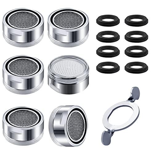 Aeratore Rubinetto M24 Rompigetto Rubinetto Filtri Rubinetti Lavandino per Bagno e Cucina, Filtro in Acciaio Inox + ABS con 8 Guarnizioni e 1 Chiave Cromata, Antispruzzo, Risparmio Idrico, 6pcs