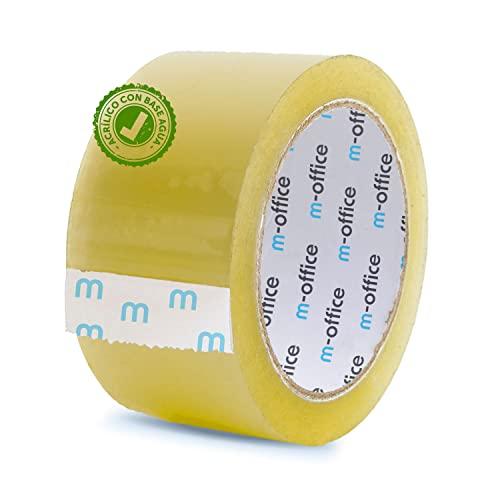 m-office Cinta Adhesiva Transparente, Cinta de Embalar Adhesiva para Embalaje de Cajas, Envíos, Mudanzas y Manualidades, Precinto Transparente Seguro y Resistente (48mmx66m, x1)