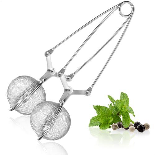 COM-FOUR® 2x Filtro per il tè, infusore per il tè a forma di sfera in acciaio inossidabile 304, filtri per il tè sfuso per amanti del tè (02 pezzi - Ø 4,5 cm)