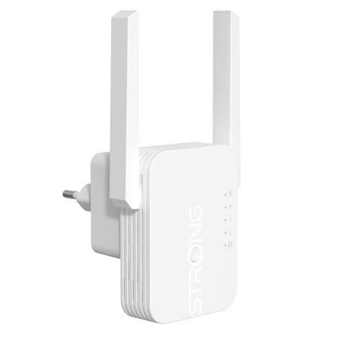 STRONG Ripetitore WiFi 300 Mbps da presa muro – Amplificatore WiFi potente per casa, WiFi extender con WPS, porta LAN, modalità access point, copertura segnale stabile