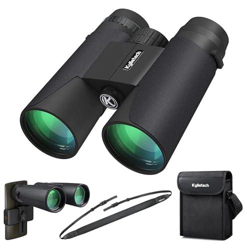 Kylietech Binocolo Professionale Alto Ingrandimento - Prisma BaK-4 e Lente FMC, Impermeabile, Messa a Fuoco Veloce, 12x42 Binocolo con Adattatore Telefonico per Birdwatching, Escursionismo, Caccia