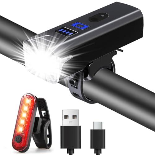 Chasinglee Luci Bici Ricaricabili USB,Luci Bicicletta LED Potenti Super Luminoso 2000 Lumens Luce Bici Anteriore e Posteriore ，Impermeabile IPX5 Set di luci per Bicicletta per Strada e Montagna