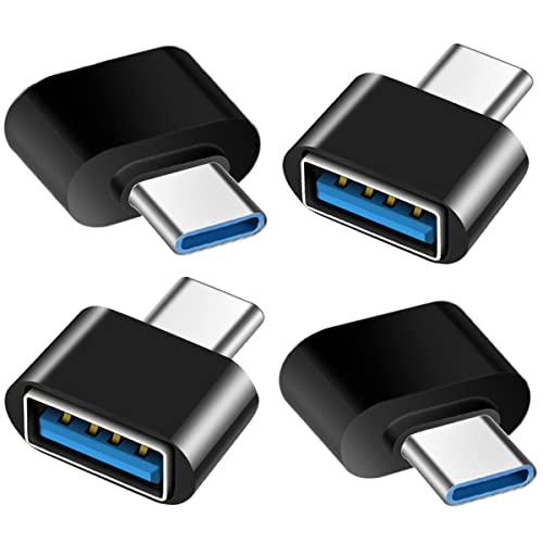 Adattatore USB C a USB (4 Pezzi), Adattatore USB Tipo C a USB-A 3.0, Compatibile con MacBook Pro, Samsung Galaxy, Telefoni di Tipo-C, Tablet e Altro (Nero)