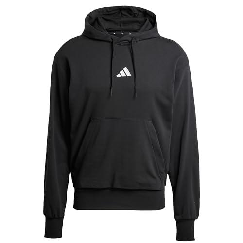 adidas Uomo Essentials FEELCOZY French Terry Hoodie, Black/White, L