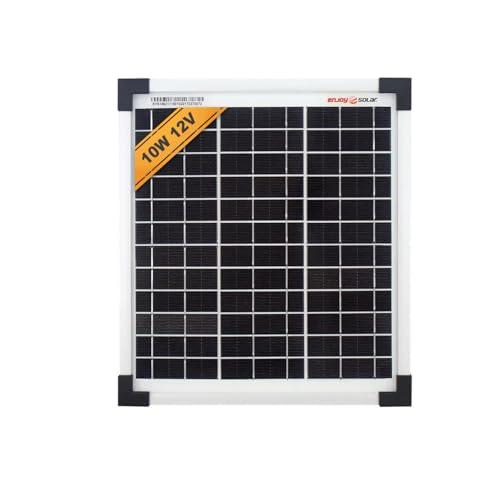 Enjoysolar Mono 10 W 12V Pannello solare monocristallino Modulo fotovoltaico ideale per camper, case da giardino, barche.