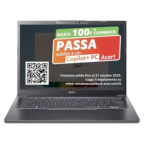 acer Aspire 14 AI Laptop | Display 14” WUXGA OLED | Intel Core Ultra 5-226V | 16 GB RAM | 512 GB SSD | Copilot+ PC | Windows 11 | QWERTY | PC Portatile IA, 14