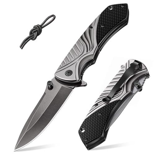 ISEYOU Coltello da Caccia, Lama in Acciaio Inossidabile 3Cr13 con Rivestimento in Titanio, Portatile Clip per Tasca, Multifunzione - Regalo Perfetto