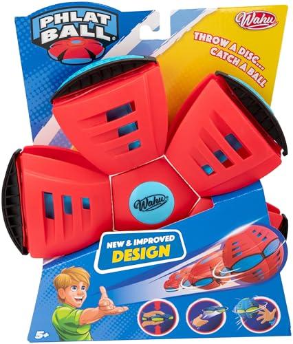 Wahu - PHLAT BALL Classic - Rosso - Frisbee Volante Trasformabile in Pallone - Giochi da Giardino per Bambini dai 5 Anni - Palla Innovativa 15,7 cm - Frisbee 22,9 cm - 2+ Giocatori