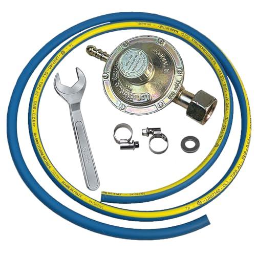 Crisalide®- Kit Tubo REGOLATORE Professionale 4 pz (Gas, Gpl) Cucina, Barbecue, Stufa: 1 Tubo+1 Regolatore+2 Fascette+1Chiave: Omologato 7140 IMQ Pressione 20/60 Bar, Made in Italy (Variabile)