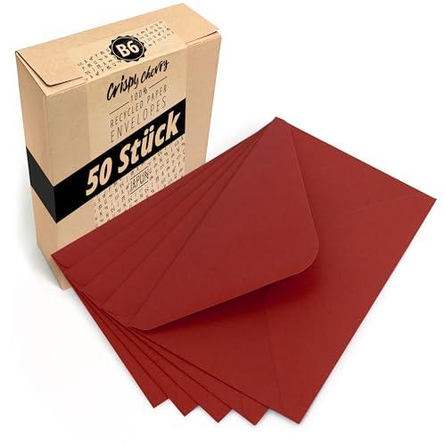 Japun - buste (50 pezzi) di carta, busta, senza finestra - DIN B6-175 x 125 mm - rosso