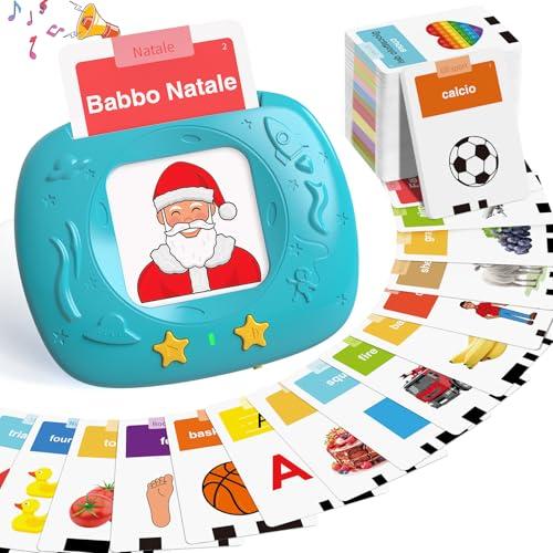 Giochi Bambini 2 Anni, Giochi Montessori, Flashcard in Italiano con 288 Parole, Amico Vocabolo Gioco Viene Fornito con 144 Carte,Regali e Giocattoli per Ragazze e Ragazzi dai 2 Anni in Su,blu