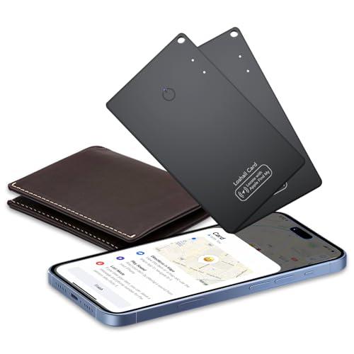 2 Pezzo Air Tag Card Ricaricabile Wallet Tracker 1.6mm, Localizzatore di Portafoglio Ricaricabile Compatibile con Apple Dov'è(solo iOS), Impermeabile Smart Tag per Valigie/Borse/Passaporto/Chiavi,Nero