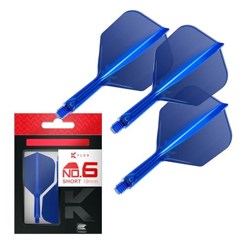 Target Darts K Flex Alette e Aste per Freccette Integrate, No.6 Blu (Corto) | Confezione da 3 K-Flex - No.6, Kflex Aletta e Asta per Freccette Stampate in Un Unico Pezzo