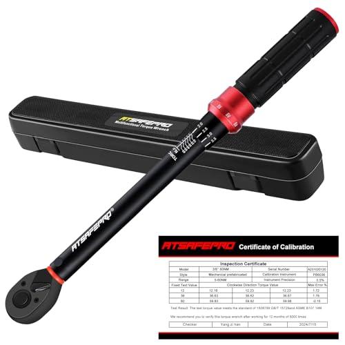 ATsafepro Chiave dinamometrica 3/8 pollici, chiave dinamometrica auto 5-60 Nm, doppia direzione regolabile, 72 denti, chiave dinamometrica per la manutenzione di bici e moto e auto