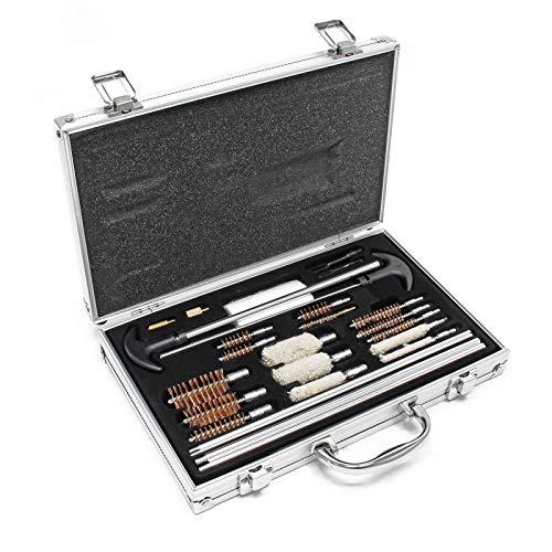 Wiltec Kit per pulizia armi, kit universale pulizia fucili e pistole, 100 pezzi, spazzole e pezzuole pulizia armi