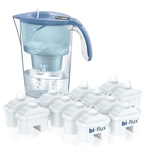 LAICA Stream Line Caraffa Filtrante - 2,3L - Blu - Timer Digitale - 13 Filtri bi-flux Inclusi, Preserva i Sali Minerali Utili all'Organismo e Riduce Cloro e Metalli Pesanti - Made in Italy