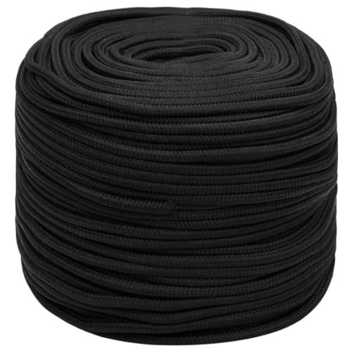 vidaXL Corda Marina Completamente Nera 10 mm 50 m in Polipropilene, Corda per Barca, Corda Intrecciata, Corda a Spirale, Corde per Barche, Corda