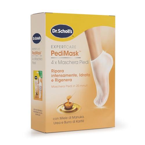 Dr. Scholl's Maschera Piedi con Miele di Manuka per Talloni Screpolati e Secchi, Calzini Idratanti per Piedi più Morbidi e Lisci in 20 Minuti, Calzino e Confezione Riciclabili, 4 Paia