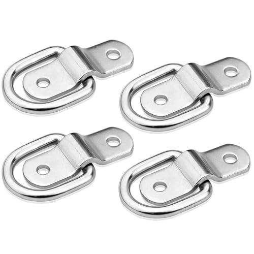 Greluma 4 Pz Ancoraggi di Ancoraggio per impieghi gravosi, Anello di Ancoraggio a D Color Argento per carichi su rimorchi, Camion, Camper, furgoni, Quad, Barche