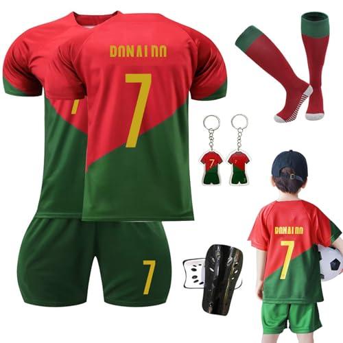 Ronronner Maglie da Calcio,7 Rosso Maglia T-Shirt, Maglia da Calcio per Bambini, Maglietta da Calcio per Bambini con Pantaloncini con Le Calze per Bambino Ragazzo -22