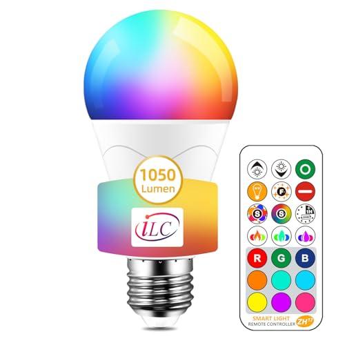 iLC 12W Lampadina Colorate Led RGBW Cambiare colore Lampadina Bianca Calda 2700K E27 Edison RGB LED Lampadina Led a Colori Telecomando Incluso (Confezione da 1)