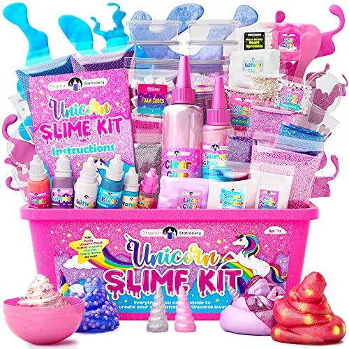 Original Stationery Kit Unicorno, Tutto Ciò Che Serve Bambina 10-12 Anni, Realizza Soffice e Glow in The Dark a Tema per Fare lo Slime Magico