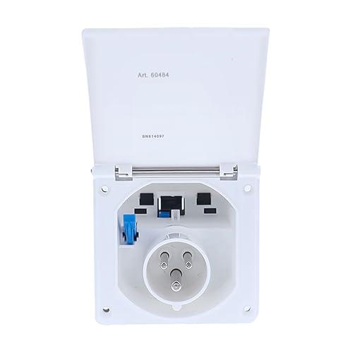 as - Schwabe Spina CEE per caravan - 230 V / 16 A spina per esterni con coperchio incernierato - Spina tripolare per caravan - Per uso esterno - IP44 - Made in Germany - Bianco I 60484