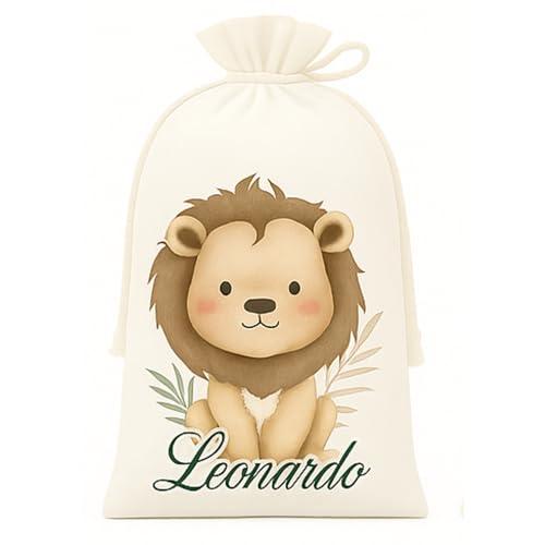 Sacchetti Personalizzati con Nome Neonato – Kit Primo Cambio Ospedale o Sacchetto Multiuso Asilo Nido/Scuola – Regalo Nascita Bimbo/Bimba – Made in Italy (Sacchetto Singolo Safari Personalizzato)
