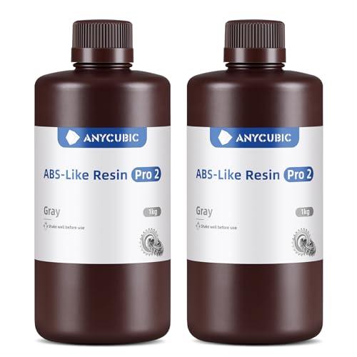 ANYCUBIC Resina ABS-Like Pro 2 per Stampante 3D con Eccellente Resistenza e Tenacità, A Basso Odore Resina UV 405nm a Polimerizzazione Rapida per Stampa 3D LCD/DLP/SLA, Grigio 2000g
